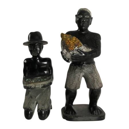 Pair of Carved Stone African Miners Figures