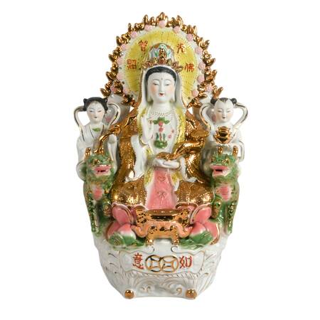 Hand-Painted Porcelain Guanyin Altar Piece