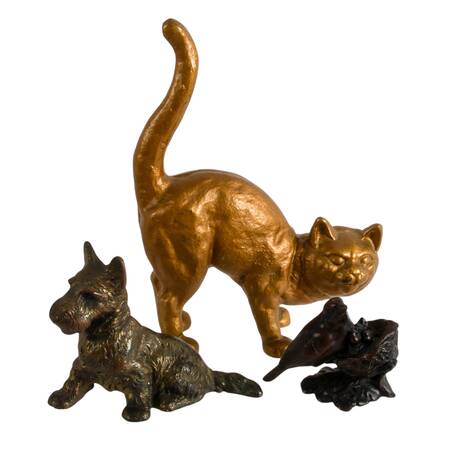 Trio of Metal Pets Figurines