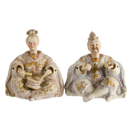 Pair of Hand-Painted Ardalt Japan Bisque Porcelain "Nodder" Figures