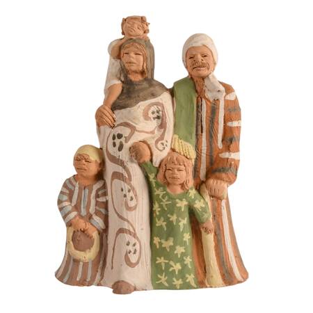 Hand-Painted Terracotta Clay Family Statuette