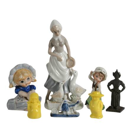 Collection of Dutch Girl Figurines with a Royal Holland Pewter Daalderop