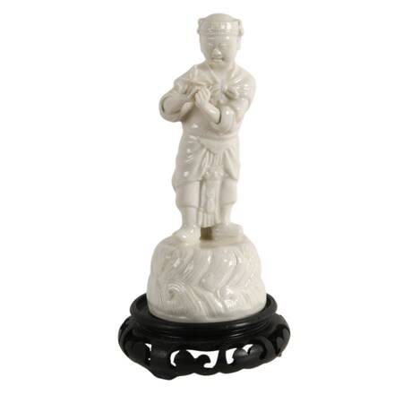 Blanc de Chine Figurine on Wooden Base