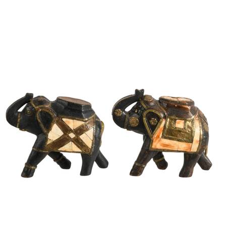 Pair of Hand-Carved Indian Bone Inlay Elephants