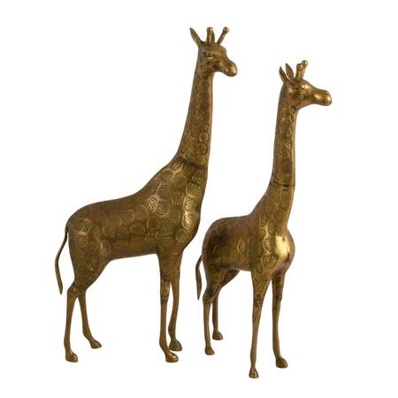 Mid-Century Modern Pair of Brass Giraffe Sculptures