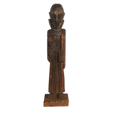 Guatemalan Hand-Carved Saint Pedro de San José de Betancur Wooden Figurine