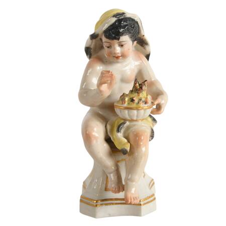 Antique German Hand-Painted Seated Porcelain Figure