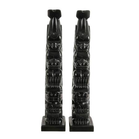 Reproduction Haida Argillite Carving "Totem Beaver Bear and Killer Whale"