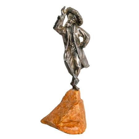 Sterling Silver Rabbi Figurine in the Style of Issac Jeheskel