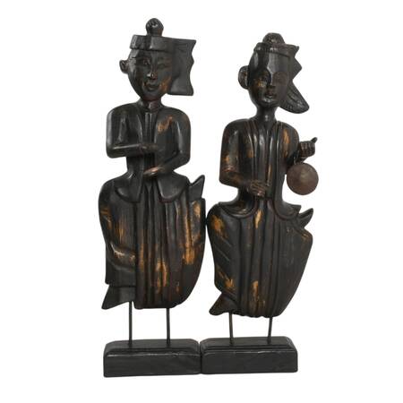 Pair of Southeast Asian Hand-Carved Wooden Dancers
