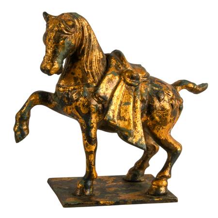 Mid-Century Cast Iron Tang Dynasty Style Horse Sculpture with Gilt Finish