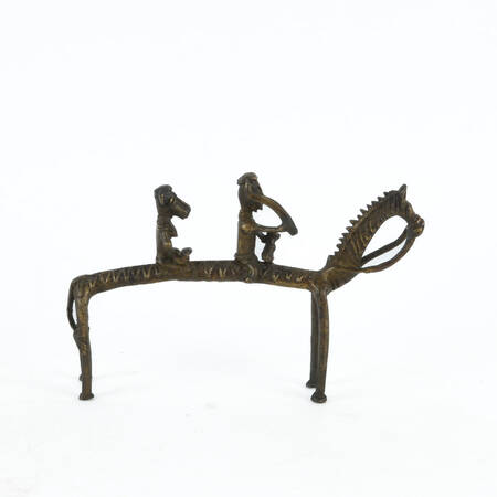 Anthropomorphic Animals Ride a Horse Metal Figure