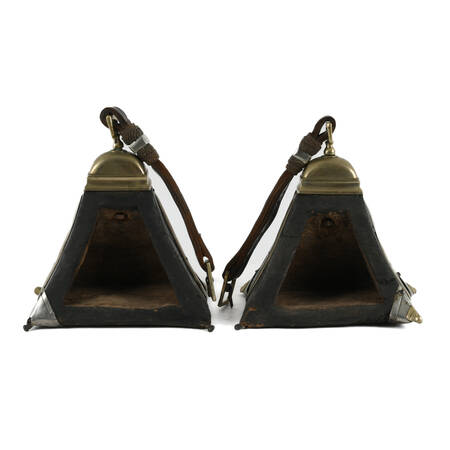 Antique Pair of Leather South American Gaucho Stirrups