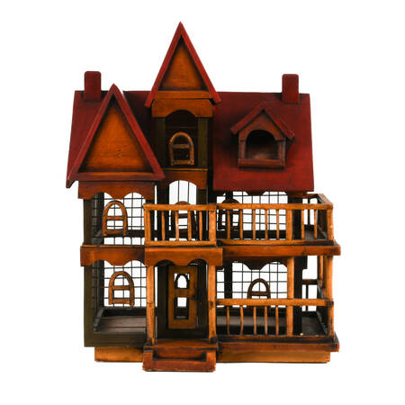Decorative Wooden Victorian-Style House Bird Cage