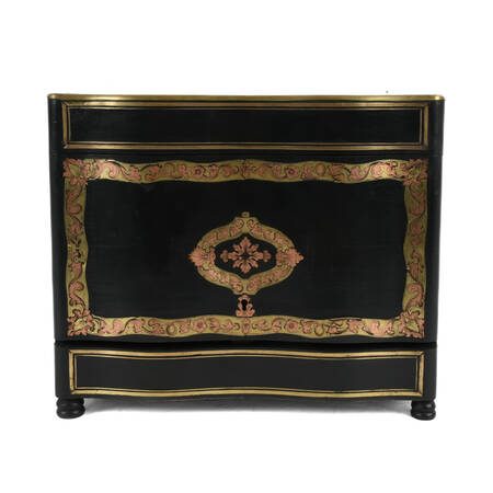 Antique 19th Century French Liquor Tantalus Ebonized and Inlaid Bar