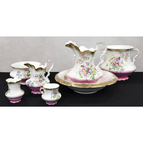 Sterling China Sweet Pea 7-Piece Toilet Set