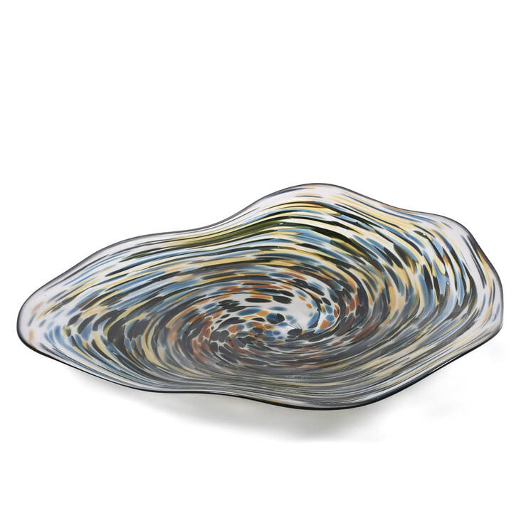 Large Hand-Made Swirled Glass Art Centerpiece
