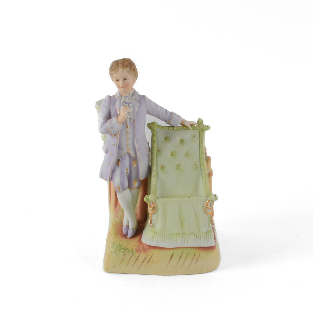 Antique Victorian Gentleman's Bisque Match Holder