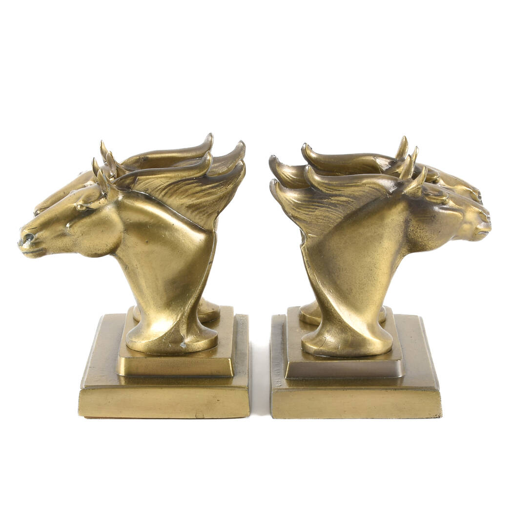 Frankart Gold Tone Stallion Bookends