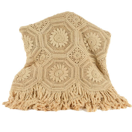 Antique Hand-Crocheted Field of Sunflowers Bedspread