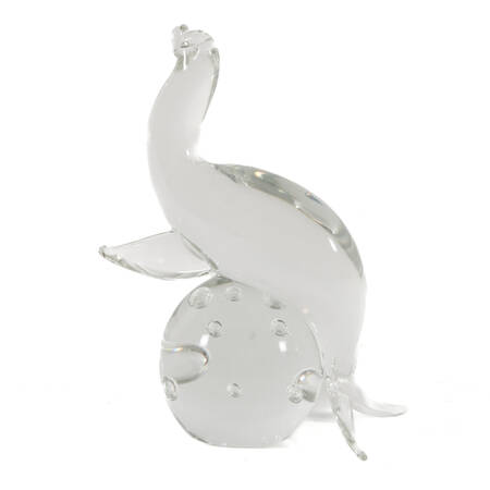 Signed Crystal Figurine of Seal on Ball