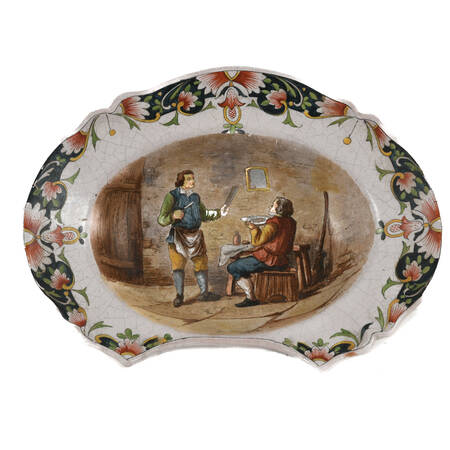 Antique French Rouen Faience Portrait Bowl