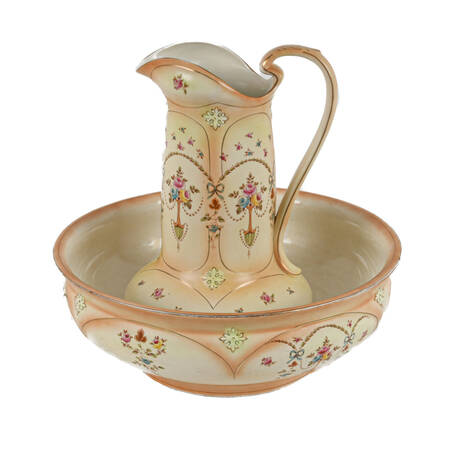 Antique Victorian Crown Devon Wash Basin Set
