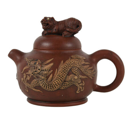 Chinese Yixing Clay Tiger and Dragon Teapot