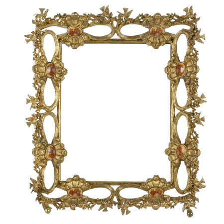 Ornate Gilt Metal & Porcelain Portrait Inset Frame