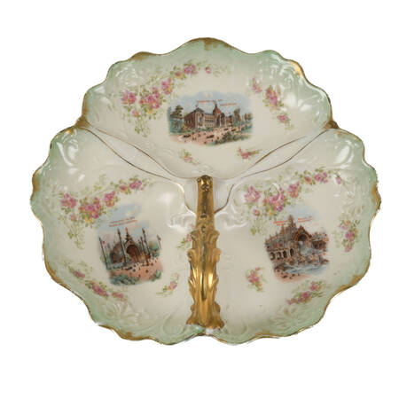 Antique Russian Hand-Painted 1900 Paris Exposition Relish Dish