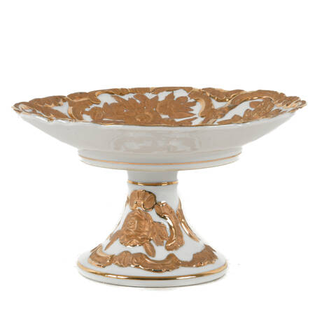 Charles Sadek Import Company Gold & White Cake Stand
