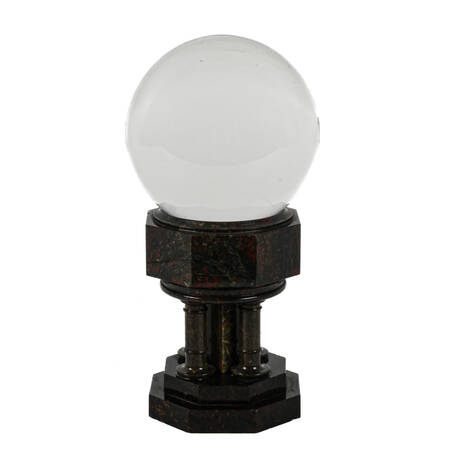 6 Inch Crystal Ball with Red Marble Base