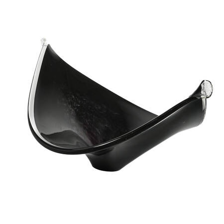 Hand Blown Art Glass Black and White Center Bowl