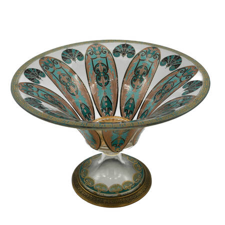 French Enamel Decorated Pedestal Center Bowl by J.P. Imberton