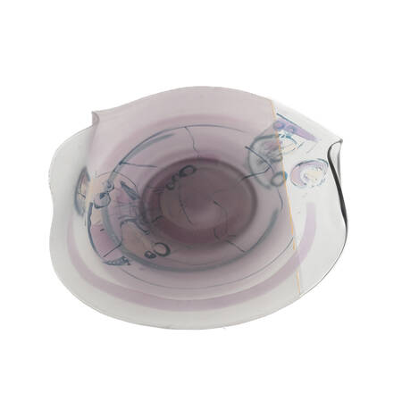 Blue and Pink Abstract Art Glass Bowl