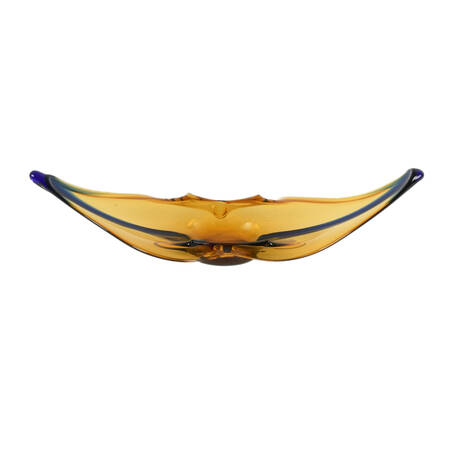Italian Murano Yellow and Blue Art Glass Footed Bowl