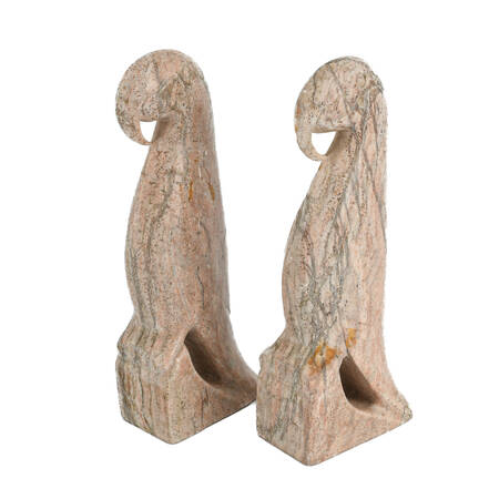 Pair of Stone-Carved Parrot Bookends