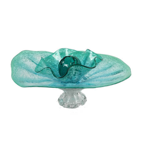 Viz Glass Studio Hand Blown Green Speckle Centerbowl