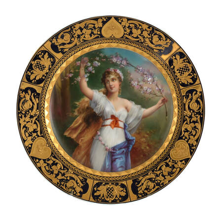 Antique Royal Vienna Hand-Painted "Fruhling" Cabinet Plate