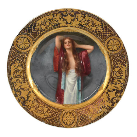 Antique German Hand-Painted "Bien-etre" Plate