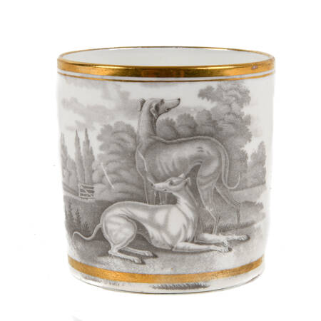 Antique Rare Spode Bat Print Greyhounds Coffee Cup