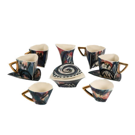 Abstract Modernist Guy Simoneau Triangular Tea Service Set