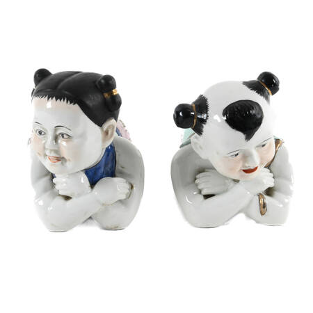 Pair of Chinese Figural Headrest Cushions
