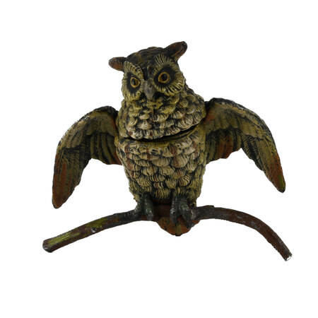 Austrian Cold Painted Great Horned Owl Inkwell