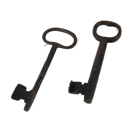 Lot of Two Antique Iron Rustic Jailhouse Skeleton Keys