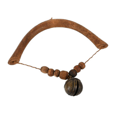 Antique Cowbell with Wooden Carved Handle
