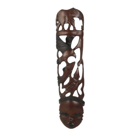 African Zambian Carved Wooden Wall Panel