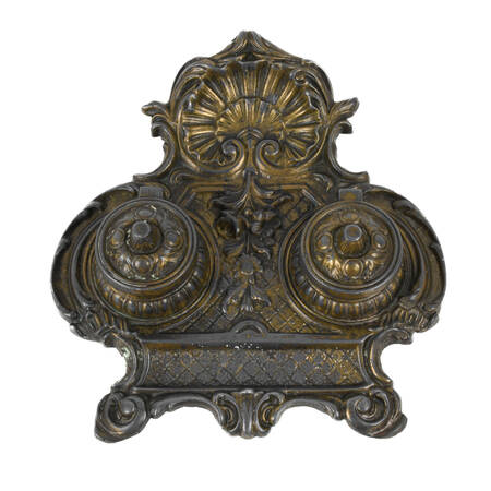 Antique Victorian 19th-Century Ornate Double Inkwell