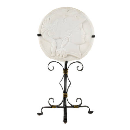 Royal Bonn Marble Roman Soldier Medallion on Stand