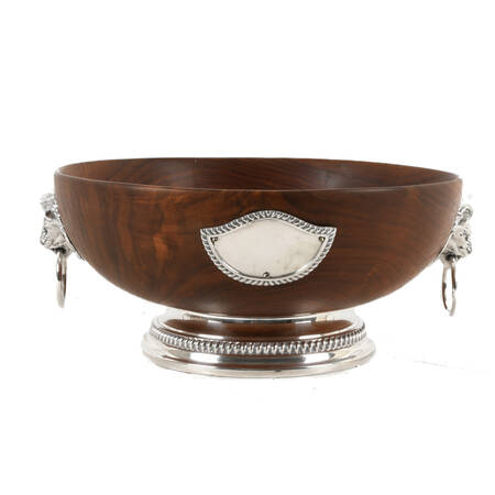 American E.G. Webster & Son Burlwood and Silverplate Trophy Bowl